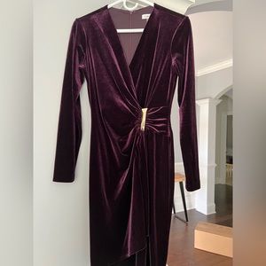 Calvin Klein purple velvet wrap dress